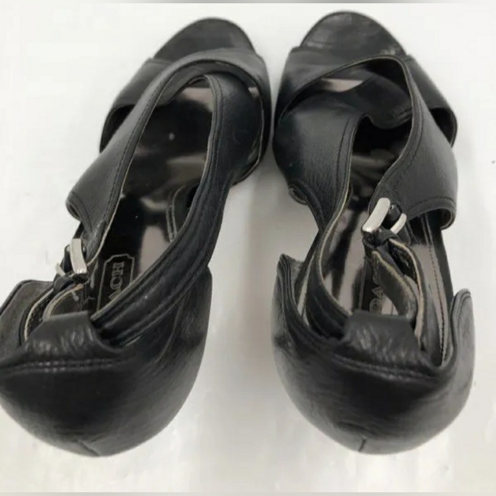 Coach Designer Black Leather Adelle Criss Cross Heel Stiletto Strappy 9 - Picture 8 of 10